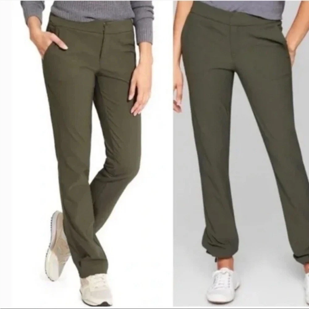 Athleta Wander Trek Tech Softshell Green Pants