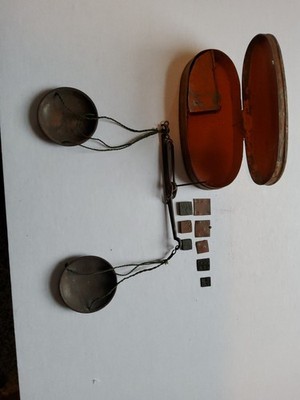 Antique small traveling gold prospecting scale