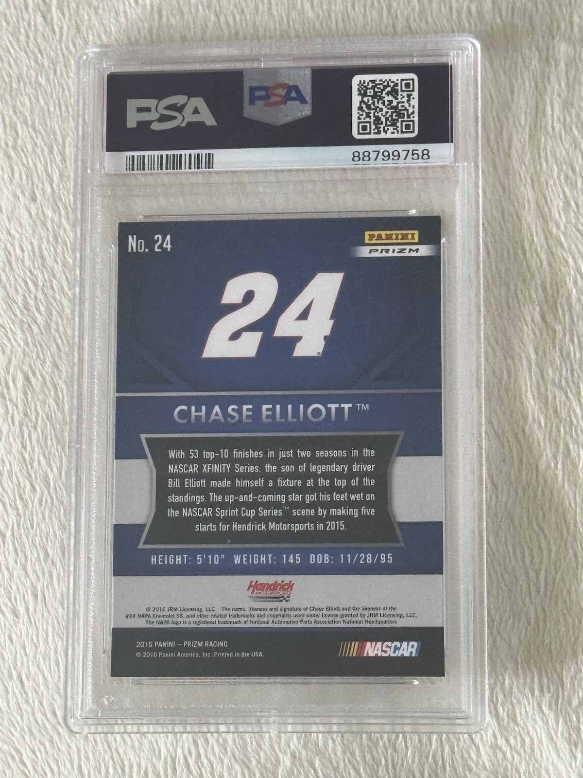 2016 Panini Prizm Racing Chase Elliott, Silver Prizm Graded Psa 10 Ready To Ship view 2