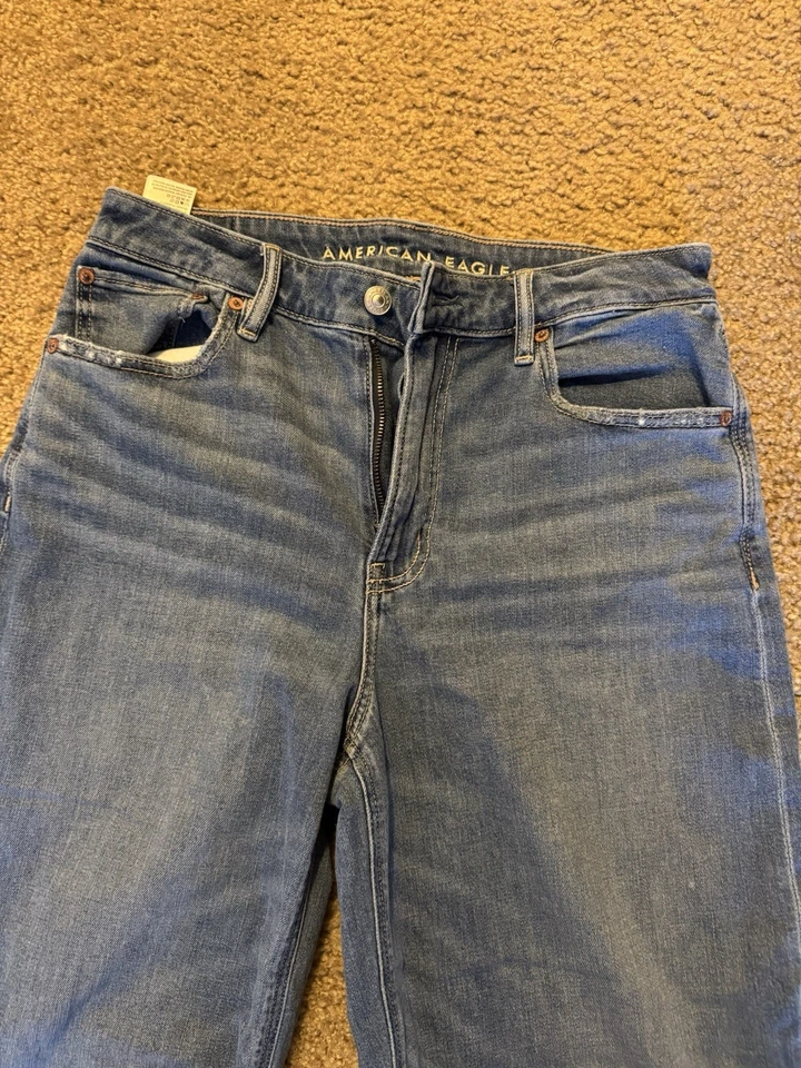 Pantalones de mezclilla para mujer American Eagle Outfitters talla 6S, tiro súper alto holgados pierna ancha Foto 3 de 4