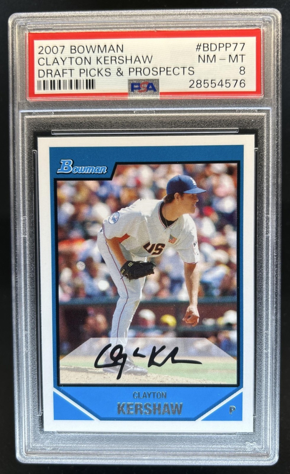 2007 Bowman Draft Picks & Prospects Clayton Kershaw #BDPP77 Dodgers PSA 8 view 1