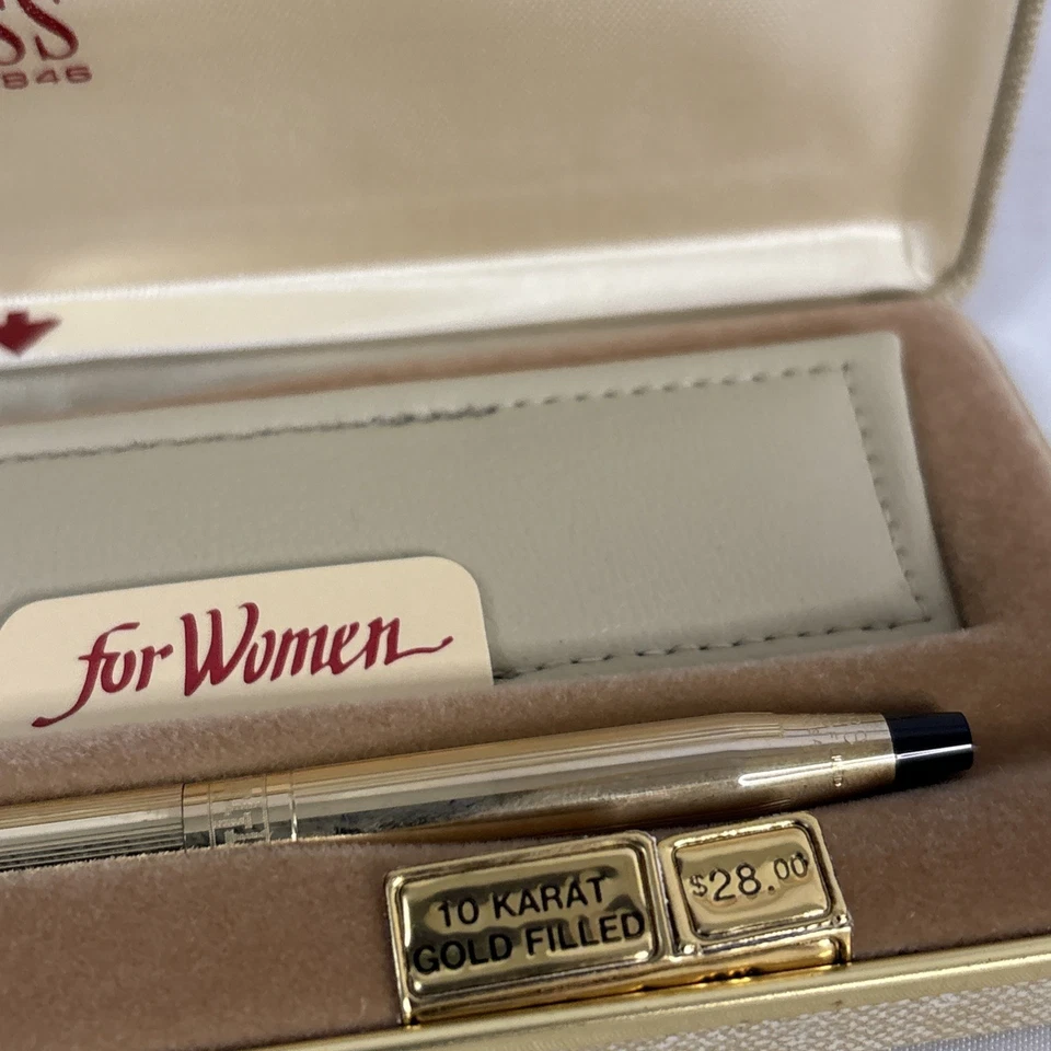 De Colección Cruz Mujer Clásico Siglo Bolígrafo Oro 10K Relleno Logo Caja Estuche Libro Foto 2 de 4