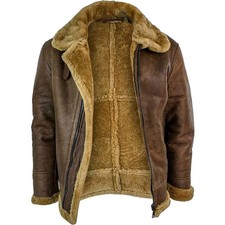 Men's Genuine Sheepskin Shearling B3 Bomber Jacket Handmade Aviator Coat