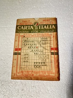ANCONA CARD OF ITALY OLD MAP MAP 1937 TOURIG CLUB ITALIAN