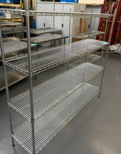 Commercial Chrome Wire Shelving Unit – 4 Grill Shelves – 71.75” x 18” Storage