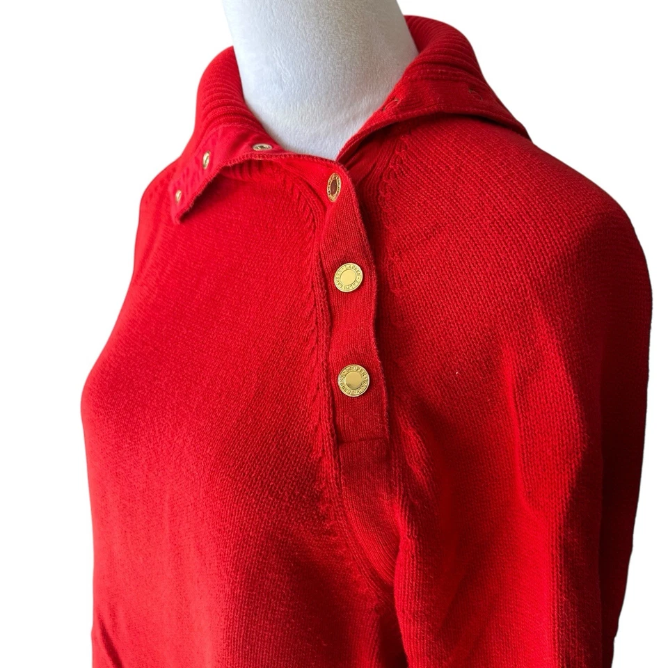 Suéter Vintage Lauren Ralph Lauren Para Mujer XL Rojo Grueso Tejido Chal Cuello Foto 2 de 4