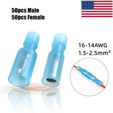 100PCS Nylon Bullet Connectors Male Female Quick Disconnect Splice Terminal Blue