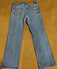 Vintage Levis 517 Orange Tab Jeans Mens Light Wash Bootcut Denim USA Made 34x32