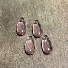 14x7mm Light Amethyst Czech Teardrop Glass Beads 10 