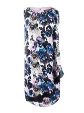 SL Fashions Women's Embellished Floral Ruffled Popover Dress (4, Rose Multi)
