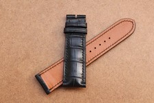22mm Handmade Black Real Crocodile Skin Leather Watch Band Quick Release S10