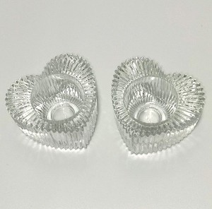 Pair of Avon Love Light Heart Candle Holders 1982 Clear Glass Votive 