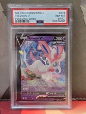 Sylveon V 74 SWSH: Sword & Shield evolving skies Holo MISCUT ERROR NM psa 8 MC on eBay