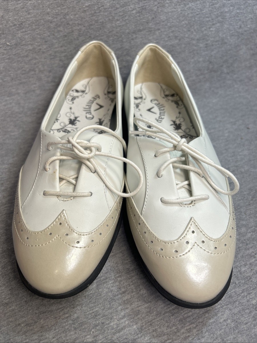 Callaway Women's Golf Shoes 7.5 White Loafers Spiked Sole W476-15
