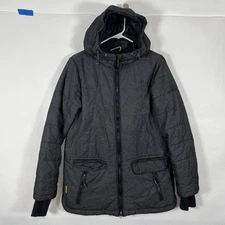 Lole Full Zip Hooded Insulated Jacket Womens Size Medium Gray Live Out Loud FLAW