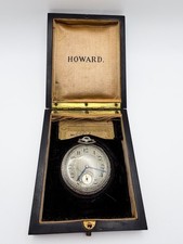 1925 E Howard 14K White Gold Pocket Watch 12s 17J w Box & Papers