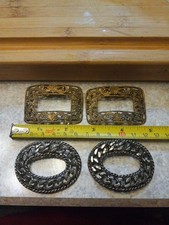 Vintage Shoe Clips 2 Pairs 1 Silver Chains 1 Gold Ornate Beading