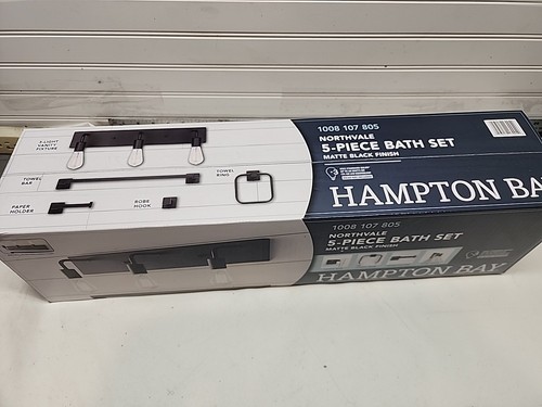 NEW! Hampton Bay Northvale 24in 3Light Matte Black Vanity Light w/Bath Hardware - Picture 4 of 6