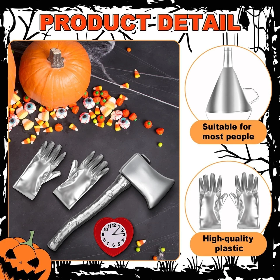 Accesorios de disfraz de hojalata Halloween embudo plateado sombrero hacha conjunto divertido disfraz de hojalata para Foto 3 de 4