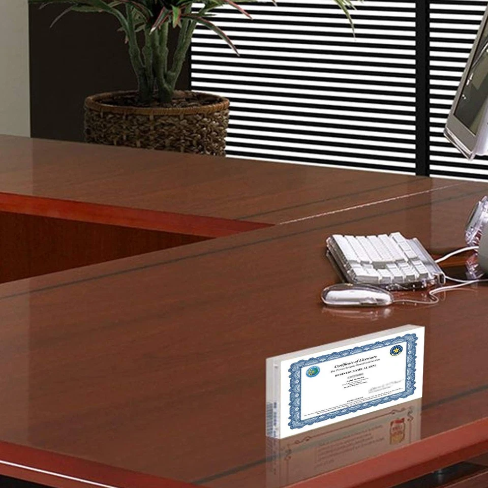 Marco de acrílico de licencia comercial para escritorio/mesa de certificado de licencia comercial 4x9... Foto 2 de 4