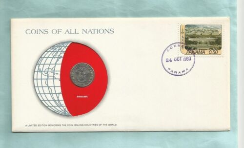 #D55.  STAMPED  ENVELOPE & COIN - PANAMA - Photo 1/2