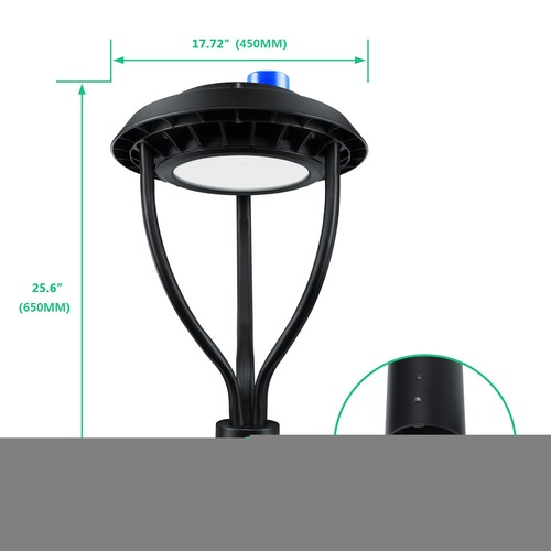 150W LED Post Top Light With Photocell Outdoor Circular Area Pole Lighting 5000K - Picture 4 of 11