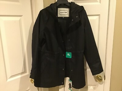 Hunter Ladies' Rain Jacket Size XL Water Resistant Cotton Smock Jacket Black NWT
