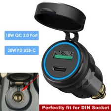 For BMW R1200GS Triumph Tiger Hella DIN to QC 3.0 USB + PD Motorcycle Charger