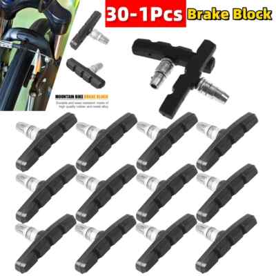 30-1Pcs Durable Bicycle Silent Brake Pads Cycling V Brake Holder Shoes Blocks