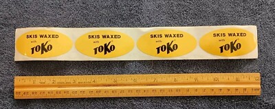 Vtg Skis Waxed With Toko stickers - Lot of 4 - 1970's Alpine Skiing Collectibles