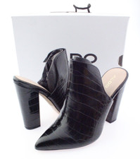 NIB - ALDO Women's ETALISIEN Black CROCODILE Print MULE HEELS - US 8 / EU 38.5