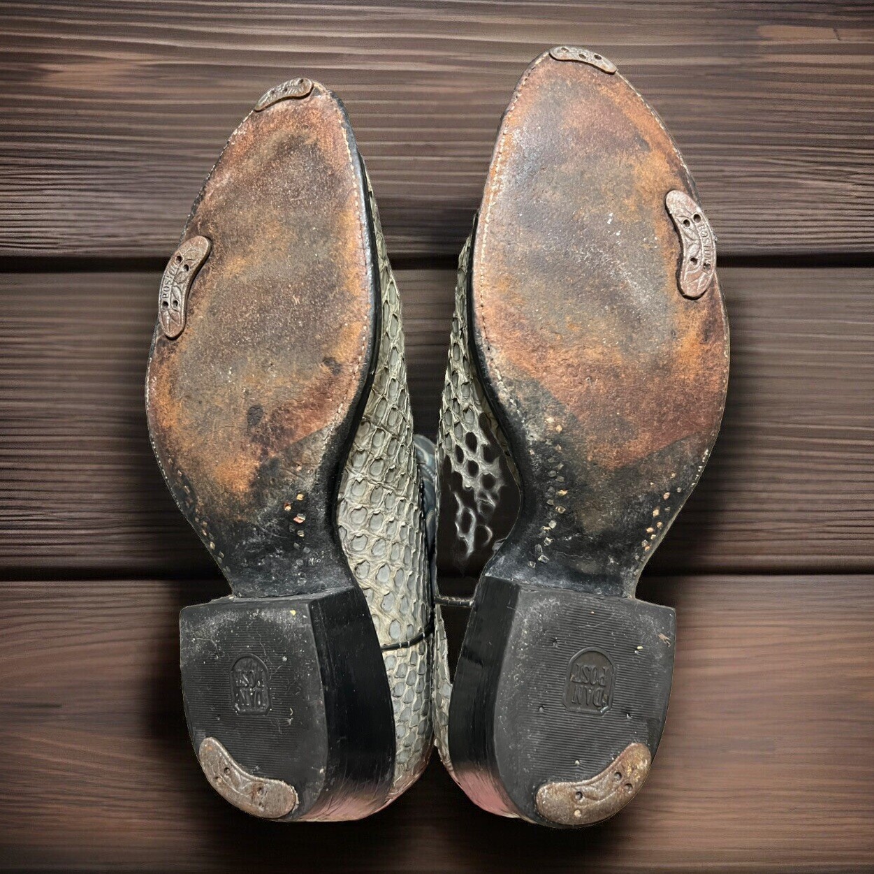 Vintage Dan Post Gray Textured Python Cowboy Boot… - image 4