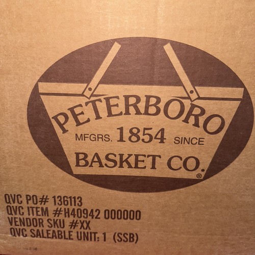 Peterboro Basket Co. Divided Picnic Organizer Wood Leather Handles