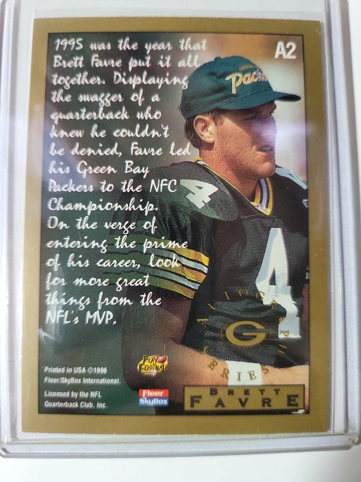 1996 Fleer/ Skybox Brett Favre on card Autograph Card #A2 Autographed Series!! - Image 2 of 2