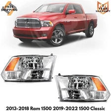 Headlights lamp Pair Set For 2013-2018 Ram 1500 2019-2022 1500 Classic