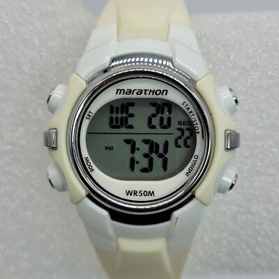 Marathon by Timex Women Digital Watch 35mm White Rubber Band, Runs
