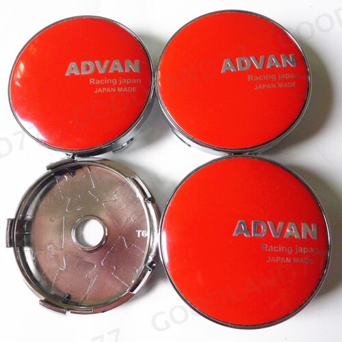 4x 60 mm para tapa de llanta ADVAN Racing tapa de buje tapas de buje llantas de aluminio DE ROJO - Imagen 1 de 3