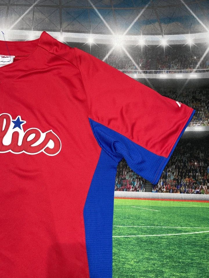 Camiseta deportiva roja majestuosa Philadelphia Phillies Cliff Lee #33 para hombre talla XL usada Foto 3 de 4