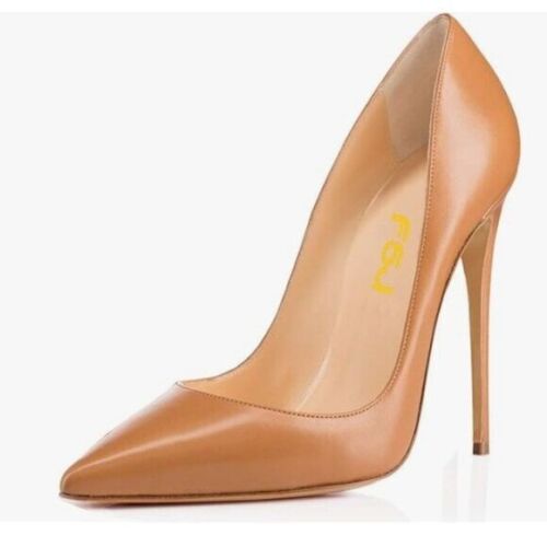 FSJ Tan Pointed Toe Pumps High Heel Sexy Stilettos Slip On Office Cute Shoes