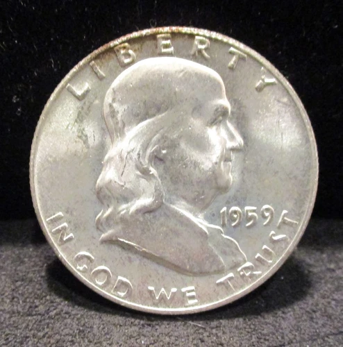 1959-D Franklin Silver Half Dollar - Unc.     ENN COINS
