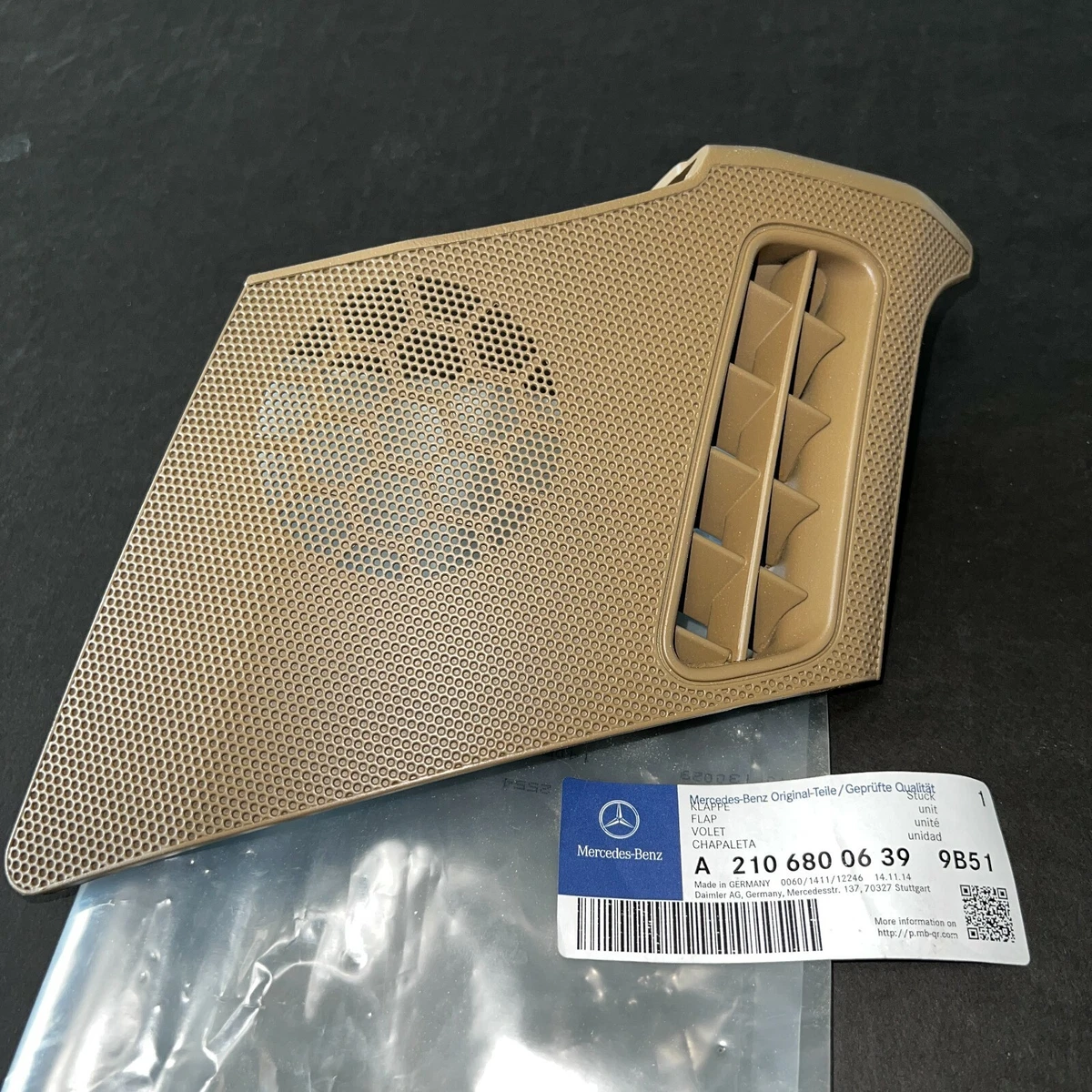 Mercedes Benz E Class W210 Speaker Cover Right Passenger side Tan