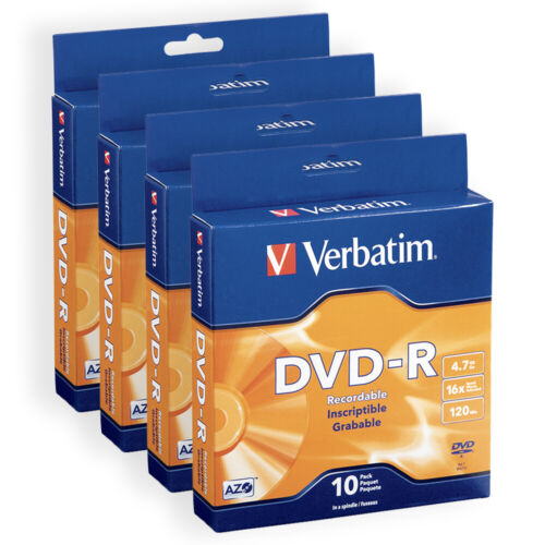 40pc Verbatim DVD-R 4.7GB 16x Speed Blank Discs Media/Data Storage w/Jewel Case - Picture 1 of 1