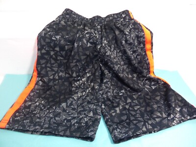 Champion BOYS Athletic Shorts Black/Gray /Orange stripe Size M