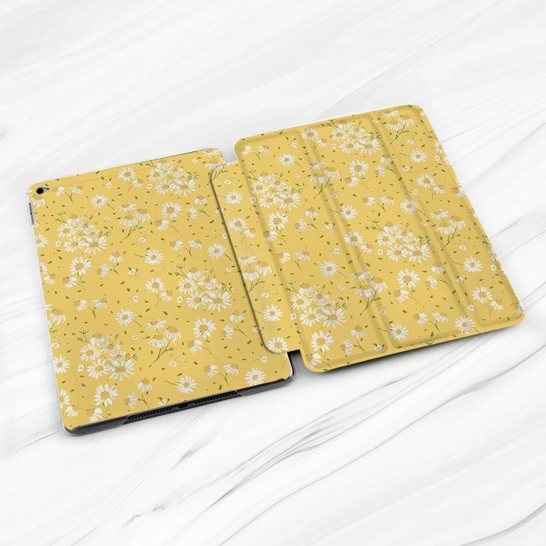 Floral Daisy Flowers Yellow Case For iPad 10.2 Air 3 4 5 Pro 9.7 11 12.9 Mini - Image 2 of 4