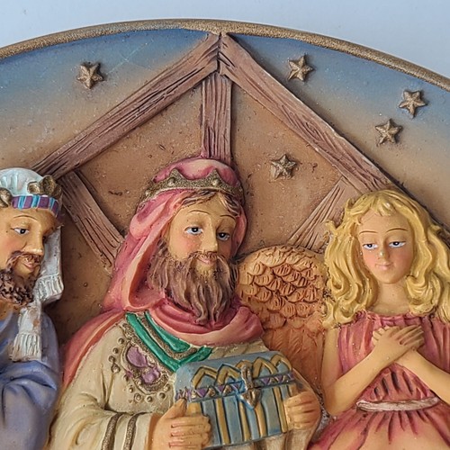 Belén 3 Reyes Ángel Escena Plato Pintado a Mano Decoración del Hogar Arcilla Vacaciones 3D - Imagen 7 de 21