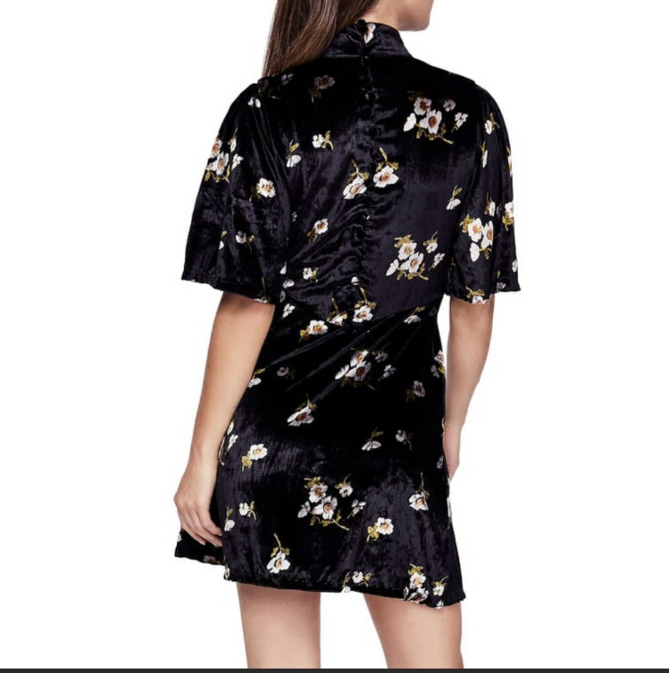 Robe Free People Be My Baby En Velours Imprimé Noir Taille 6 – Neuve Avec étiquette