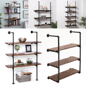 Industrial Iron Pipe Book Shelf Wall, How To Build A Shelving Unit On A Wall