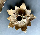 2 BRONZE CANDLE HOLDERS WITH ONE PLATE MAPLE LEAF WITH ACORNS 10 1/2" AND 5 1/4" — photo 3