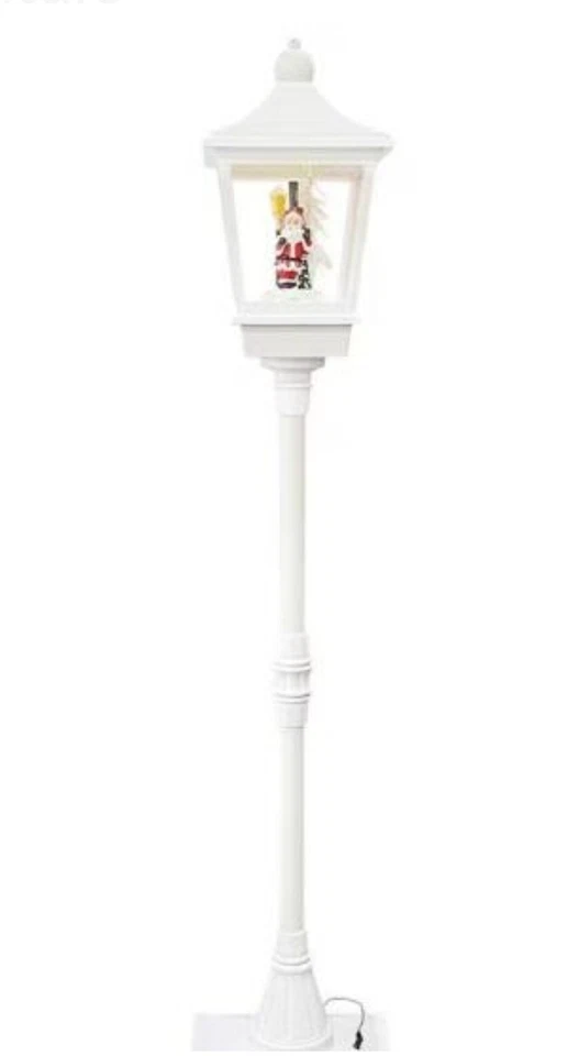 NEGOZIO MATTO LAMPIONE NATALIZIO LUMINOSO BIANCO NATALE CON BABBO NATALE 180 CM LUCI E SUONI