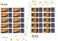 Matched set of 4 limited edition sheets of "Extra Terrestrials "postage stamps.